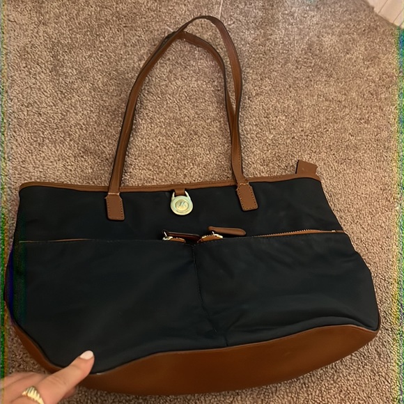 Michael Kors Kempton Navy Blue and Brown Purse - Picture 2 of 5